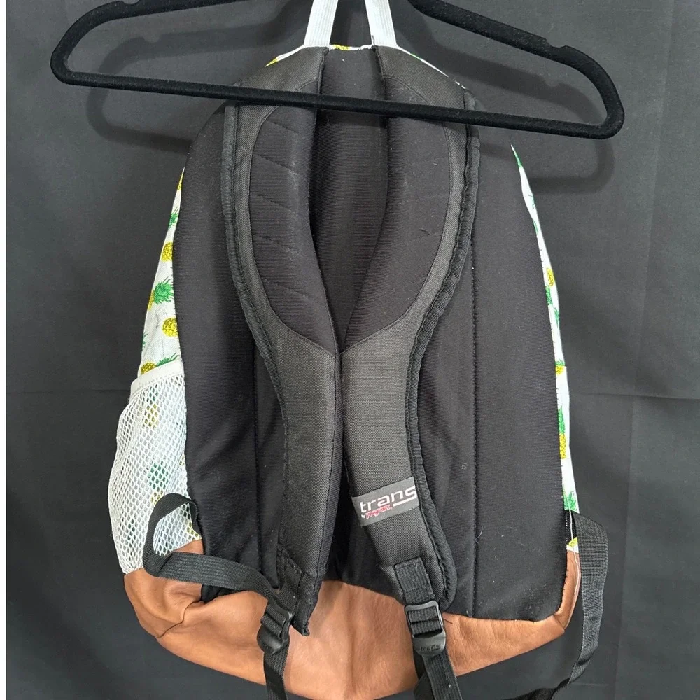 Trans by JanSport Pineapple Print Backpack JS0A33S3 Brown Faux Leather Bottom